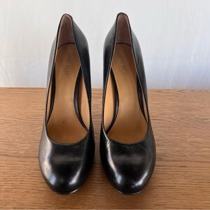Nine West 4” Black Stiletto Heels Classic Rounded Toe Leather Pumps, Size 8